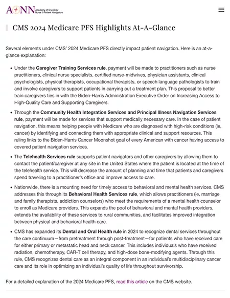 CMS 2024 Medicare PFS Highlights At-a-Glance